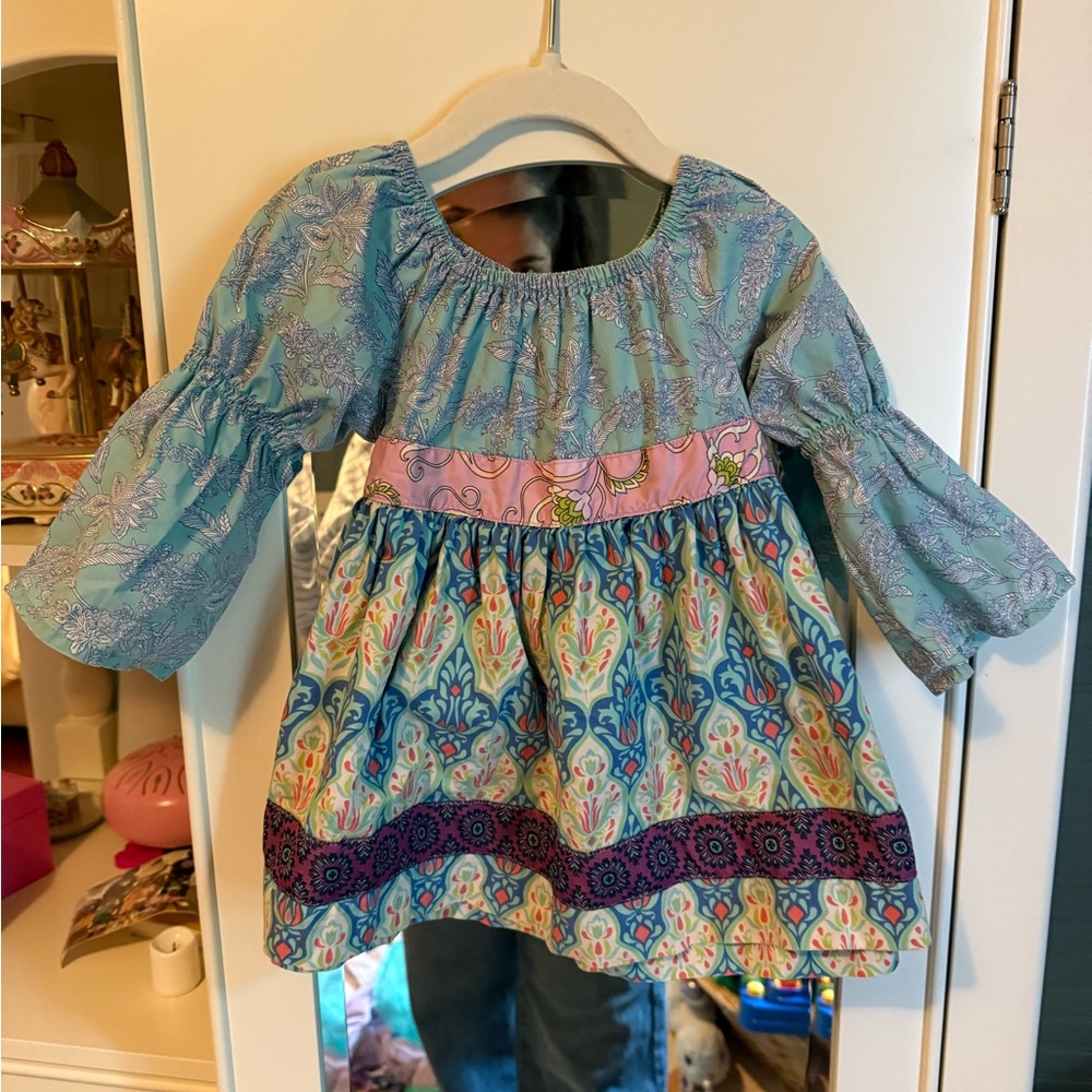 Floral Patterned Kids Top - Blue and Pink